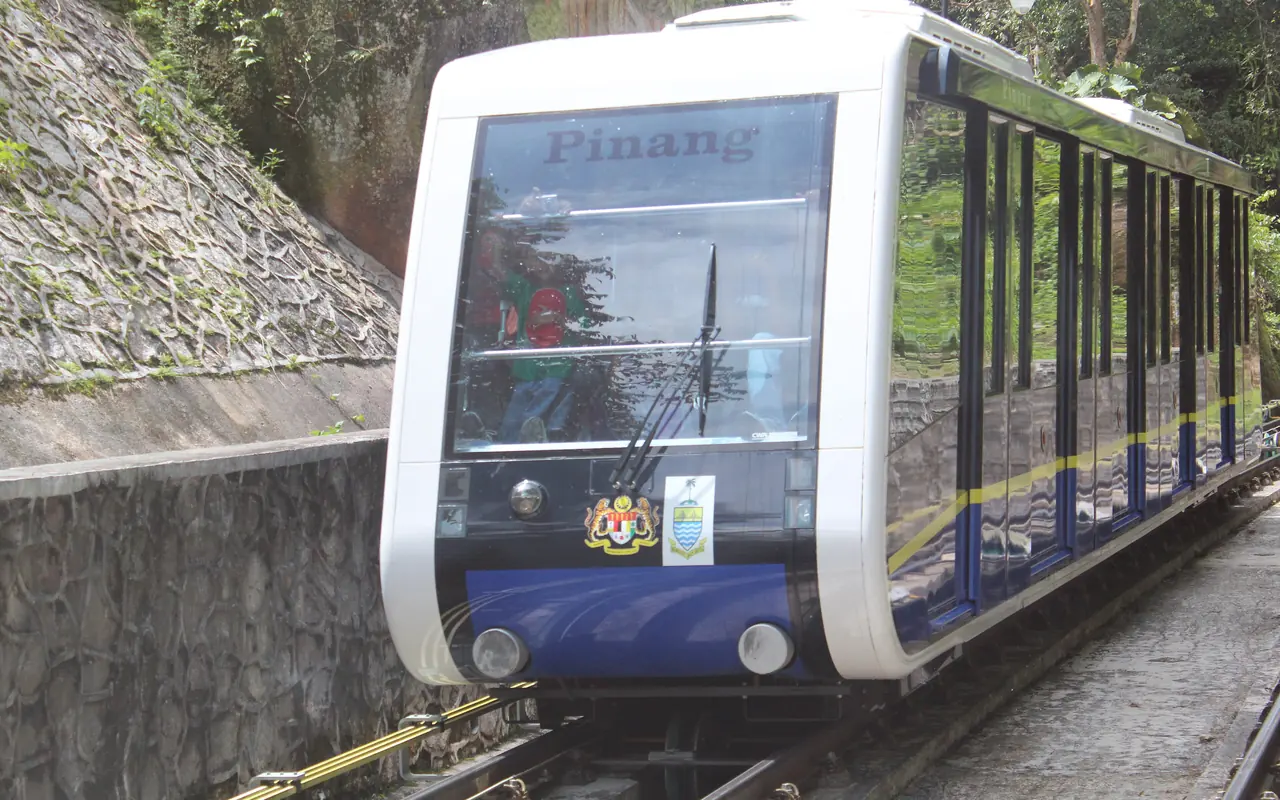 Penang Hill funicular train at the upper station